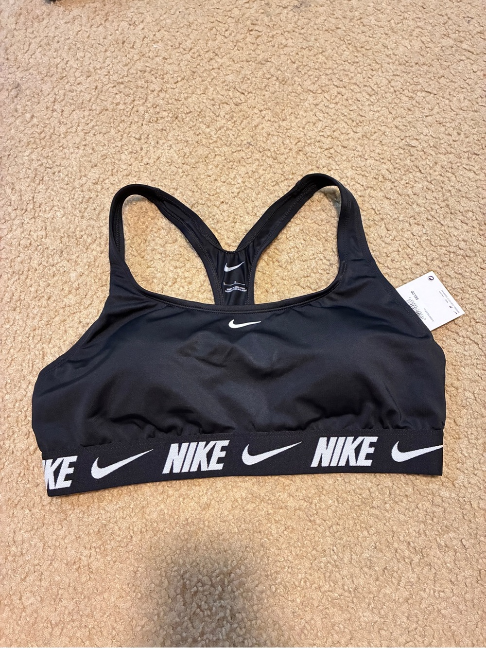 Nike Black Sports Bra with White Logo Band